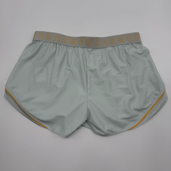 NWT Under Armour Womens Play Up Shorts 3.0 Mesh Loose Medium Mint Green Orange - Picture 7 of 9